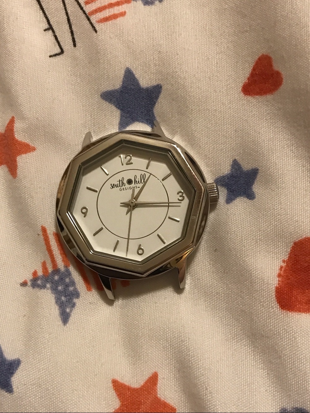 South Hill Silver Octagon Women's Watch Face with White Dial